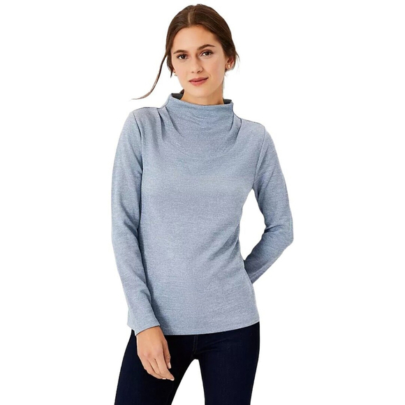 Ann Taylor Silver Funnel Neck Sweater Small NWT Sparkle Metallic Glitter Party - Picture 1 of 8